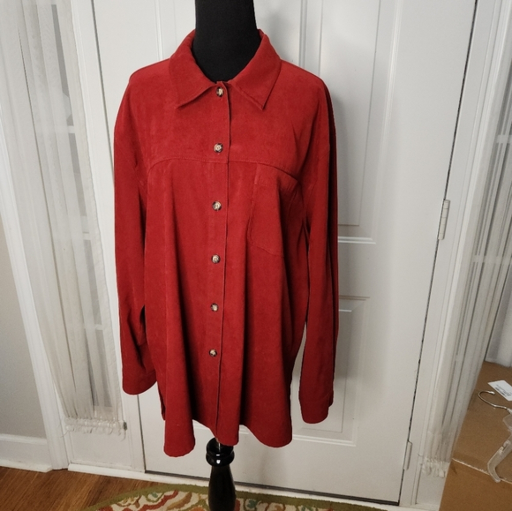 TALBOTS Burgundy Long Sleeve Button Up Top Size Large